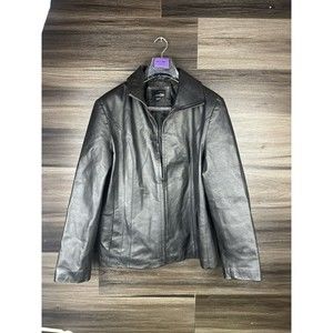 East 5th Women's Genuine Leather Jacket‎ Coat Black Zip Closure Sz XL